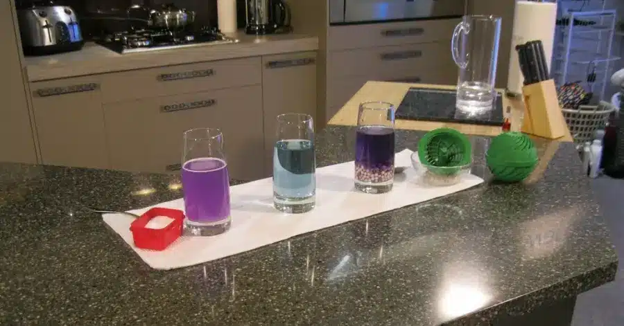 Biowashball raising the pH of tap water in a side-by-side test
